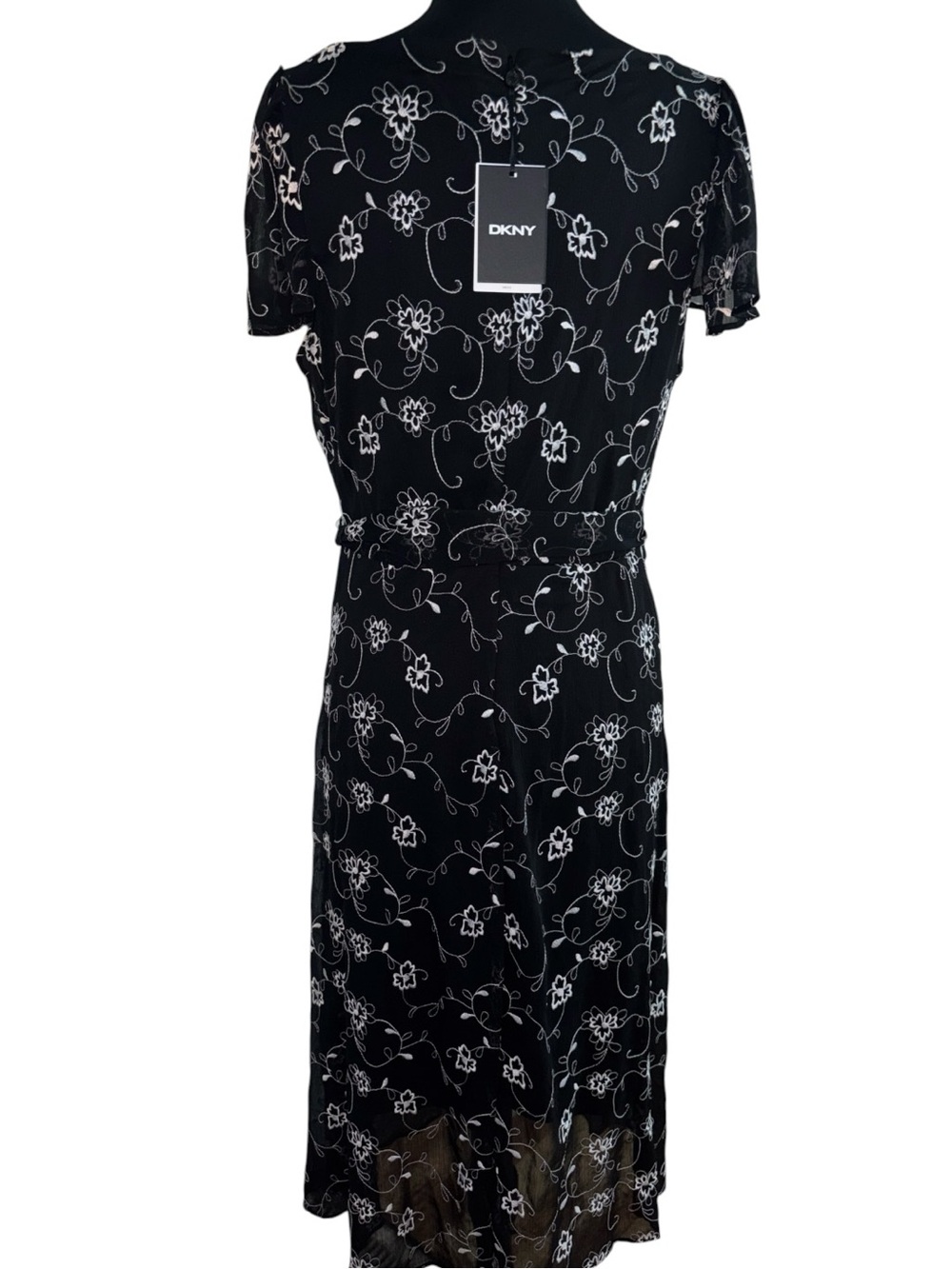 DKNY Floral Midi Dress w/ White Bloom Print, P2P:21.5”, L:46”, NWT, RT $129 - Picture 6 of 13